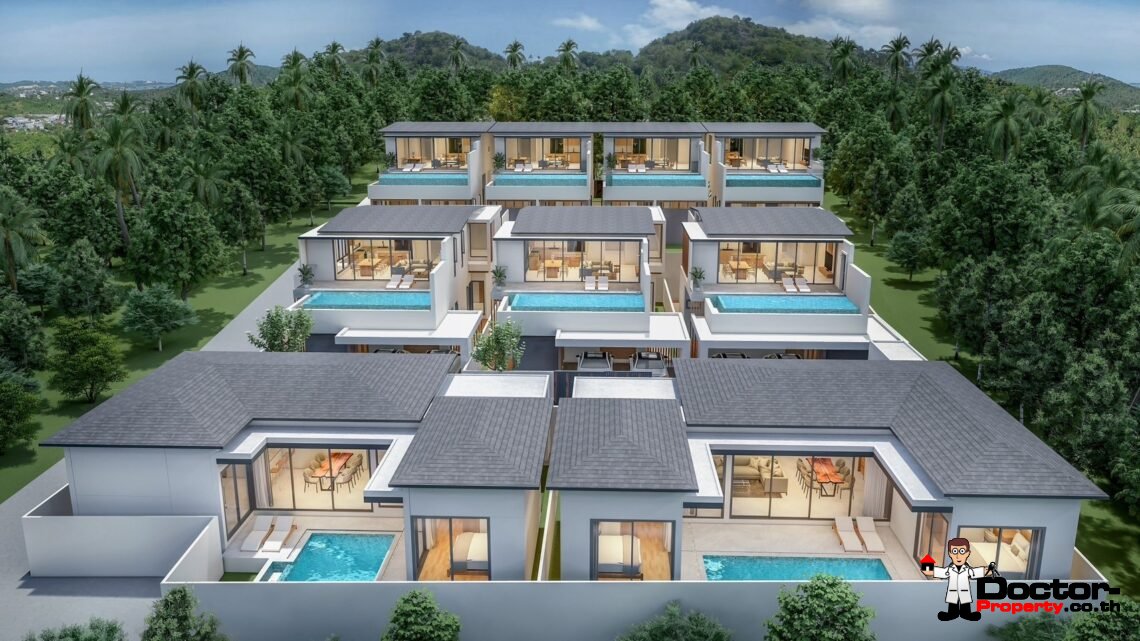 New 3 Bedroom Pool Villa with Sea View near Fisherman’s Village in Bophut, Koh Samui – For Sale